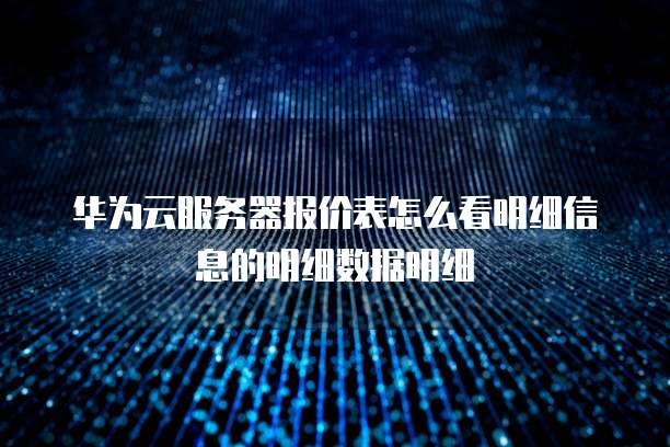华为云服务器报价表怎么看明细信息的明细数据明细