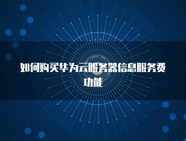 如何购买华为云服务器信息服务费功能