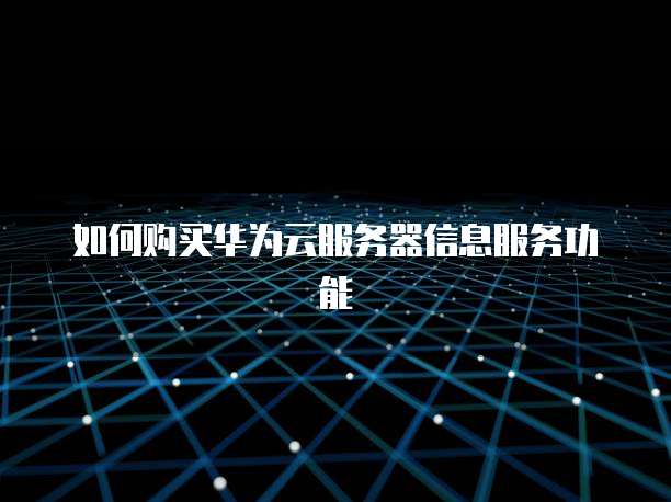 如何购买华为云服务器信息服务功能