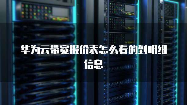 华为云带宽报价表怎么看的到明细信息