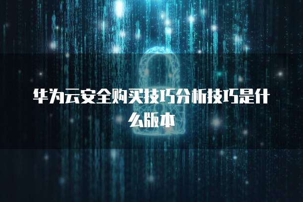 华为云安全购买技巧分析技巧是什么版本
