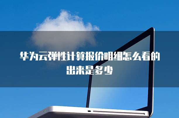 华为云弹性计算报价明细怎么看的出来是多少