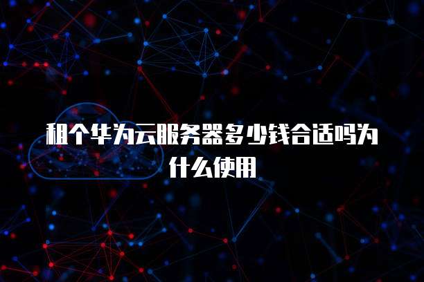 租个华为云服务器多少钱合适吗为什么使用