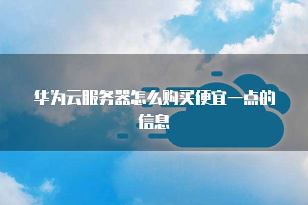 华为云服务器怎么购买便宜一点的信息