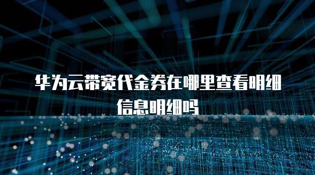 华为云带宽代金券在哪里查看明细信息明细吗