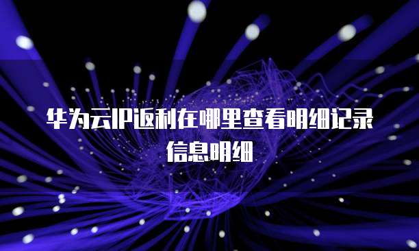 华为云IP返利在哪里查看明细记录信息明细