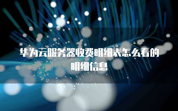 华为云服务器收费明细表怎么看的明细信息