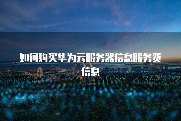 如何购买华为云服务器信息服务费信息