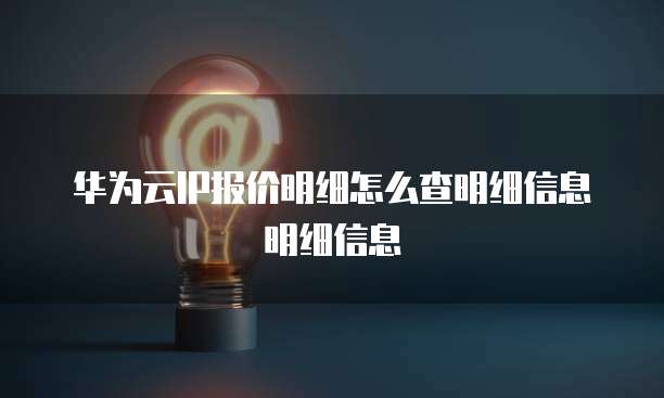华为云IP报价明细怎么查明细信息明细信息