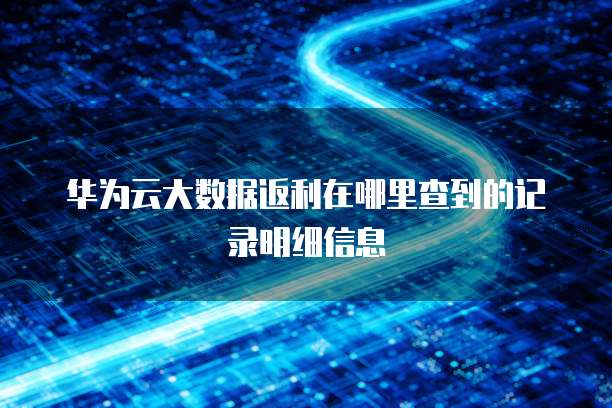 华为云大数据返利在哪里查到的记录明细信息