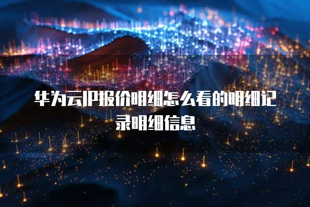 华为云IP报价明细怎么看的明细记录明细信息