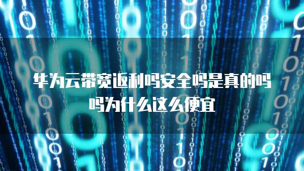 华为云带宽返利吗安全吗是真的吗吗为什么这么便宜