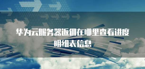 华为云服务器返佣在哪里查看进度明细表信息