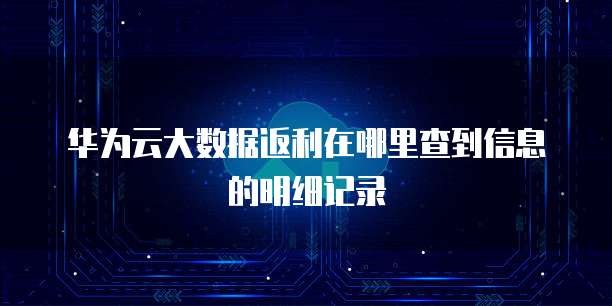 华为云大数据返利在哪里查到信息的明细记录