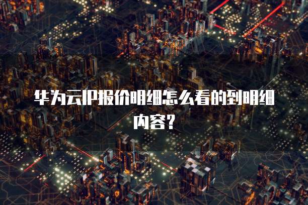 华为云IP报价明细怎么看的到明细内容?