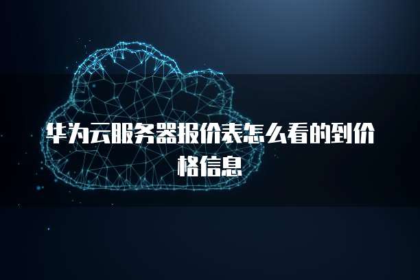 华为云服务器报价表怎么看的到价格信息