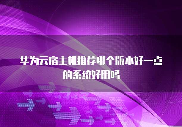 华为云宿主机推荐哪个版本好一点的系统好用吗