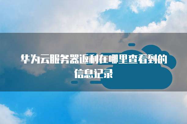 华为云服务器返利在哪里查看到的信息记录