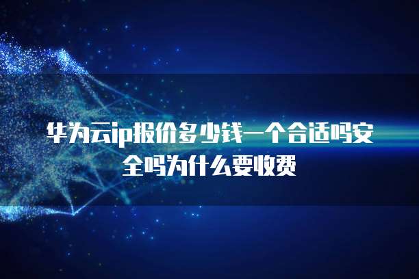 华为云ip报价多少钱一个合适吗安全吗为什么要收费