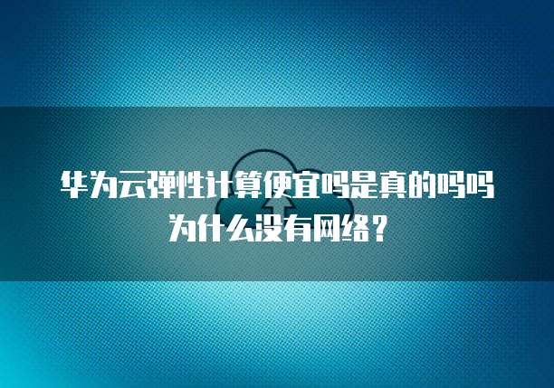 华为云弹性计算便宜吗是真的吗吗为什么没有网络?