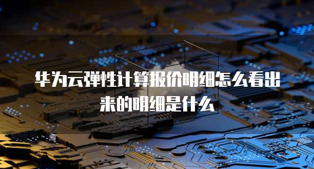 华为云弹性计算报价明细怎么看出来的明细是什么