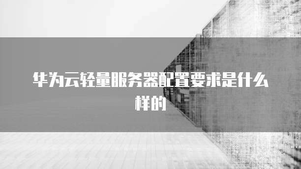 华为云轻量服务器配置要求是什么样的
