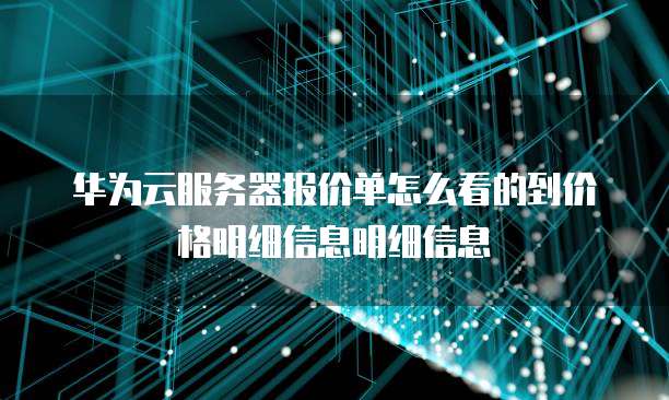 华为云服务器报价单怎么看的到价格明细信息明细信息
