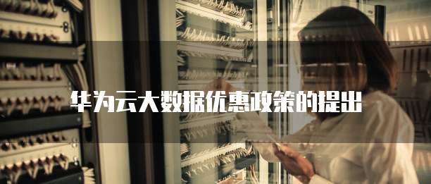 华为云大数据优惠政策的提出