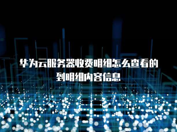 华为云服务器收费明细怎么查看的到明细内容信息