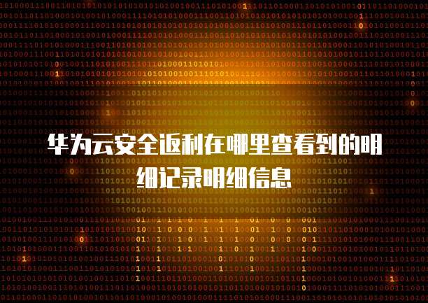 华为云安全返利在哪里查看到的明细记录明细信息