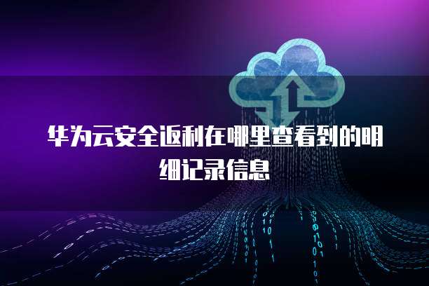 华为云安全返利在哪里查看到的明细记录信息