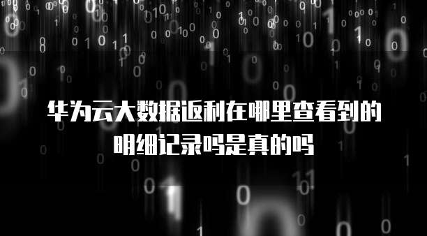 华为云大数据返利在哪里查看到的明细记录吗是真的吗