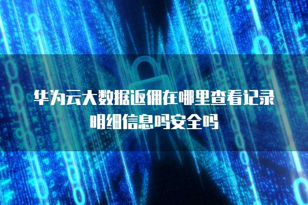 华为云大数据返佣在哪里查看记录明细信息吗安全吗