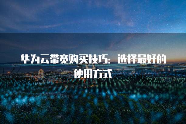 华为云带宽购买技巧:选择最好的使用方式