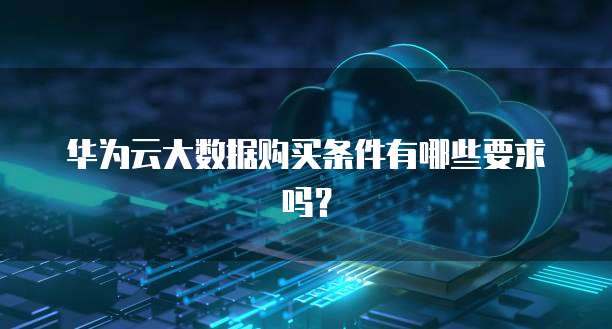 华为云大数据购买条件有哪些要求吗?