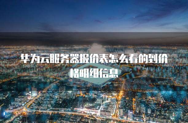华为云服务器报价表怎么看的到价格明细信息