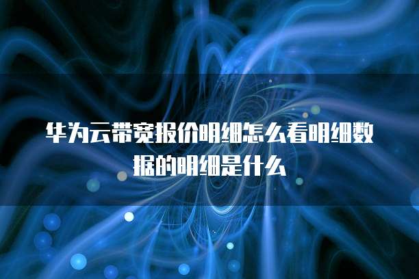 华为云带宽报价明细怎么看明细数据的明细是什么