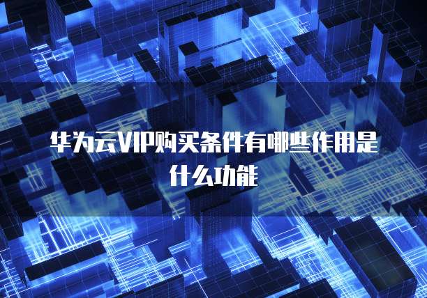 华为云VIP购买条件有哪些作用是什么功能