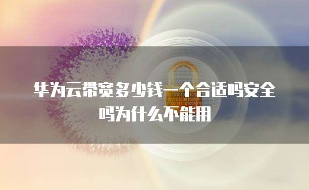 华为云带宽多少钱一个合适吗安全吗为什么不能用