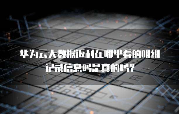 华为云大数据返利在哪里看的明细记录信息吗是真的吗?