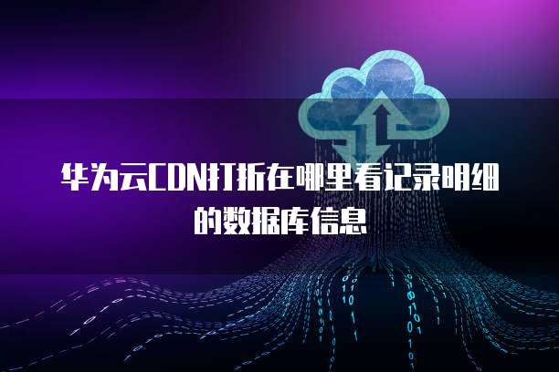 华为云CDN打折在哪里看记录明细的数据库信息