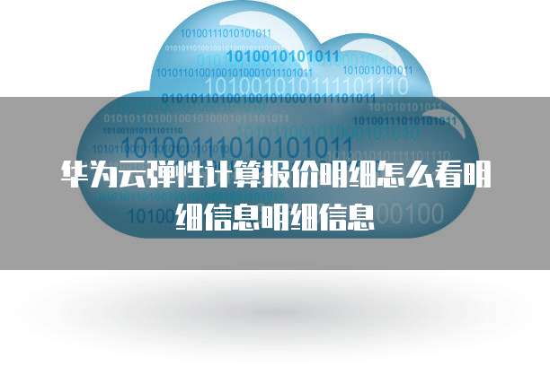 华为云弹性计算报价明细怎么看明细信息明细信息