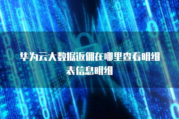 华为云大数据返佣在哪里查看明细表信息明细