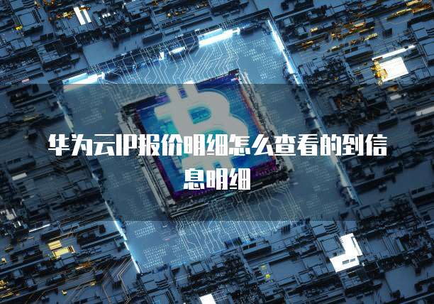 华为云IP报价明细怎么查看的到信息明细