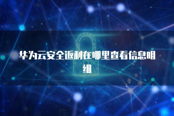 华为云安全返利在哪里查看信息明细