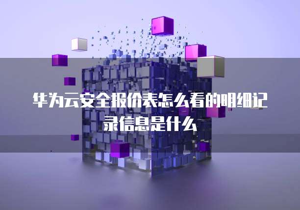 华为云安全报价表怎么看的明细记录信息是什么