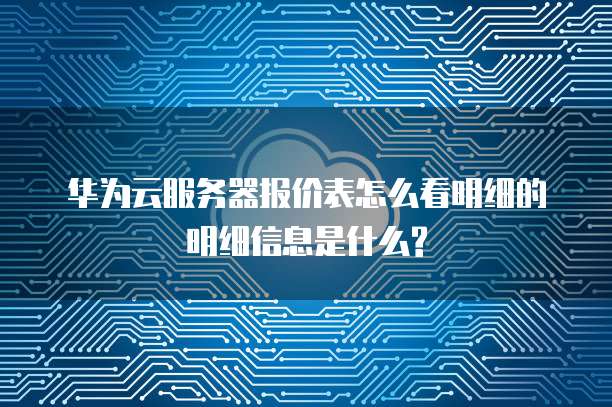 华为云服务器报价表怎么看明细的明细信息是什么?