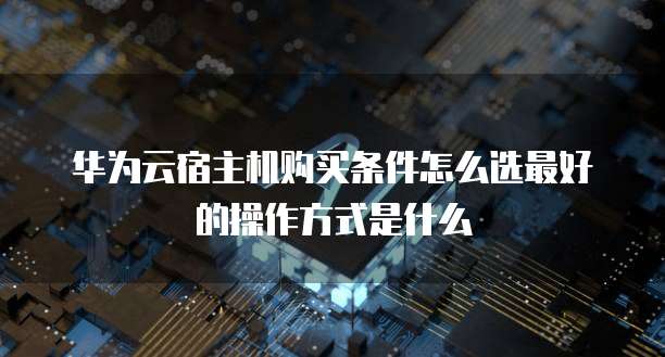 华为云宿主机购买条件怎么选最好的操作方式是什么