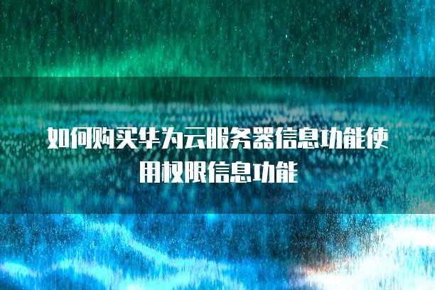 如何购买华为云服务器信息功能使用权限信息功能