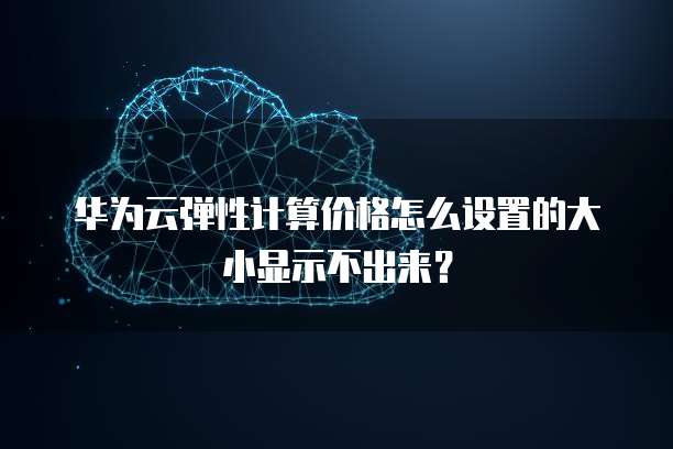 华为云弹性计算价格怎么设置的大小显示不出来?